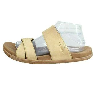 LL Bean Go-Anywhere Brown Leather Slip On Comfort Casual Sandals Size 10 M
